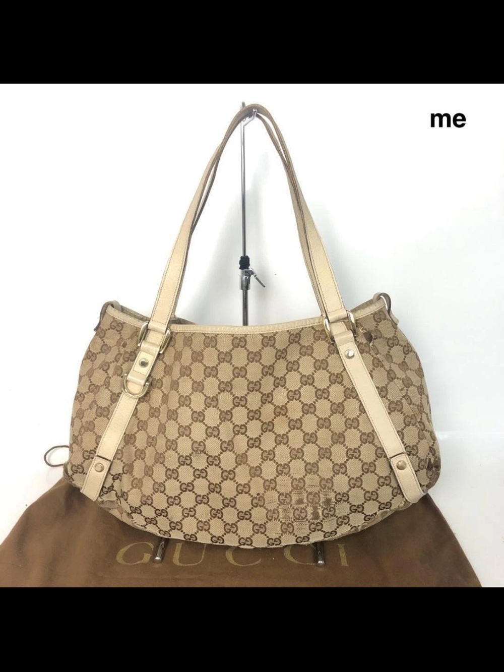Gucci Beige GG Monogram Canvas Shoulder Bag
